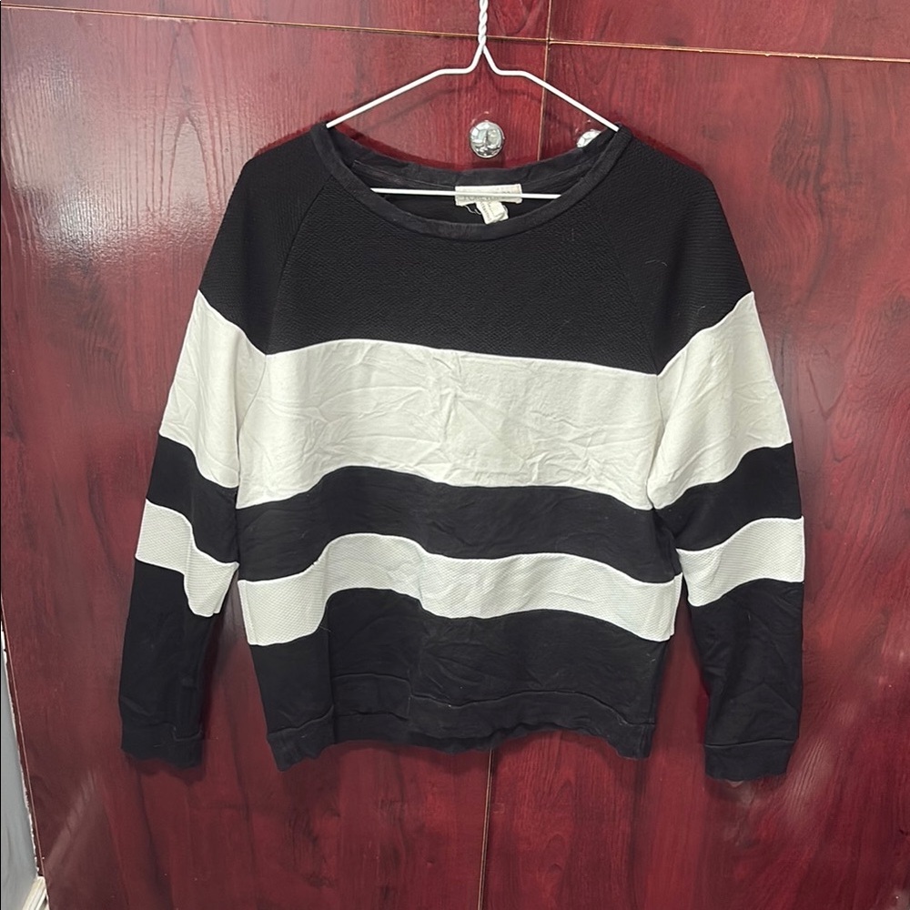 Black and White Striped Women's Sweater